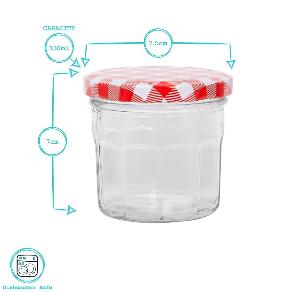 image 1 of Argon Tableware Glass Jam Jars with Lids - 150ml - Pack of 6