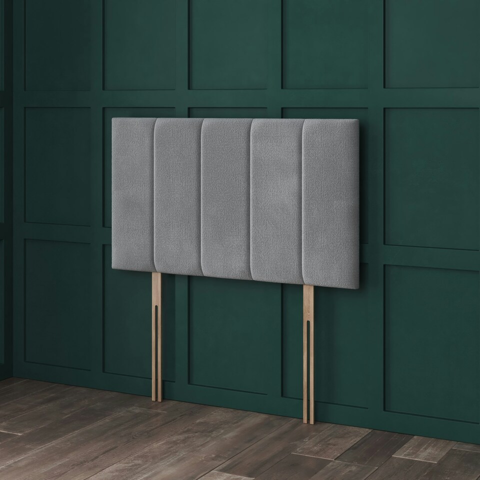 image 1 of Soft Grey Teddy 5 Panel Headboard | Grey | 5FT King 20"inch Headboard