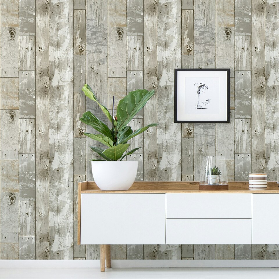 image 1 of NuWallpaper NH3552 Driftwood Peel & Stick Wallpaper, Brown Multi