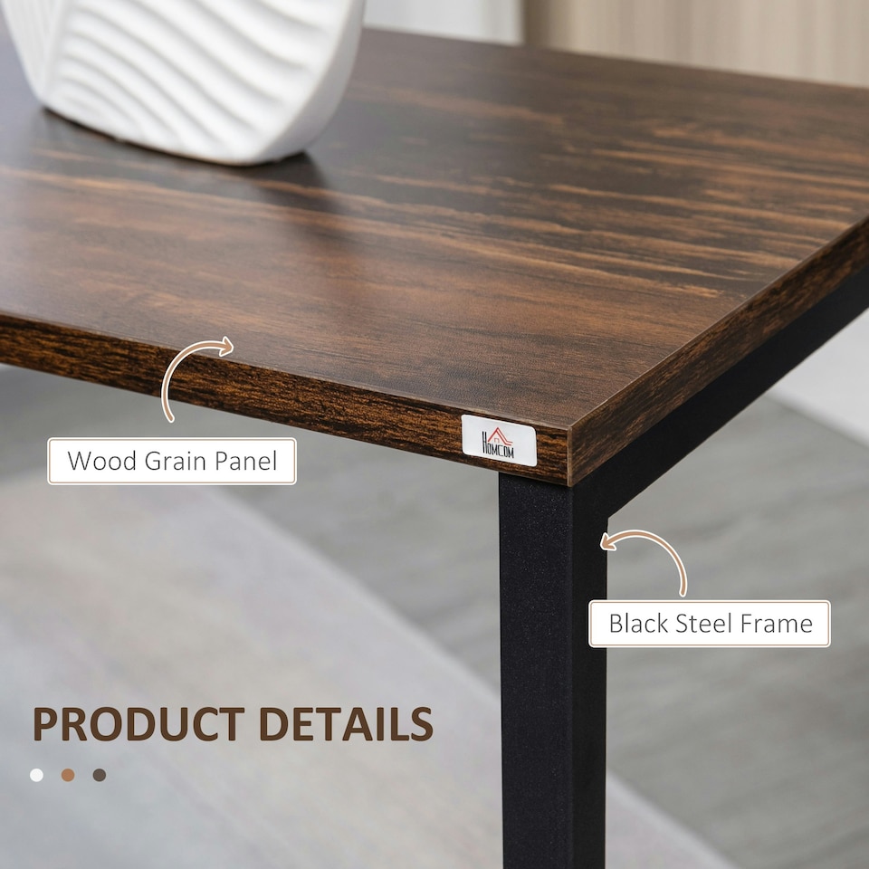 image 1 of HOMCOM C-Shaped Nesting Tables Set of 3 with Steel Frame, Rustic Brown Brown