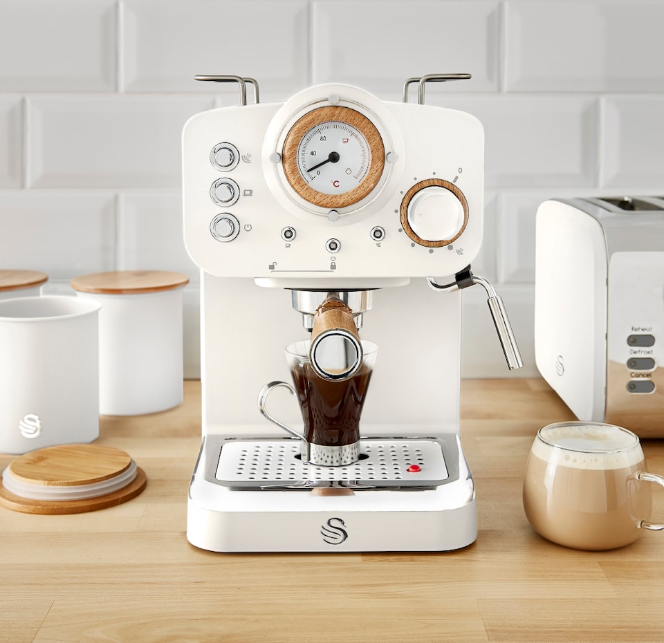 image 1 of Pump Espresso Coffee Machine Nordic Cotton White