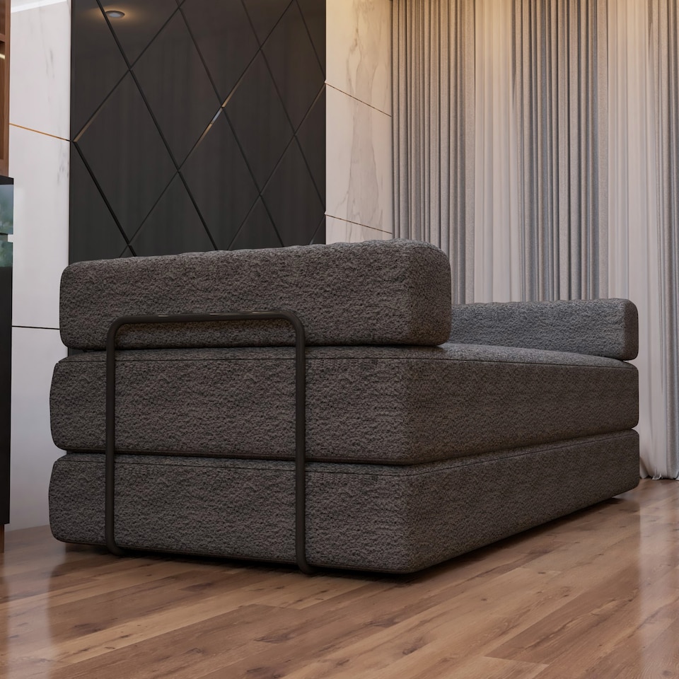 image 1 of Modern 3 Seater Sofa Bed Convertible Sofa to Bed Sherpa Fabric No Assembly Modern Living Room Furniture