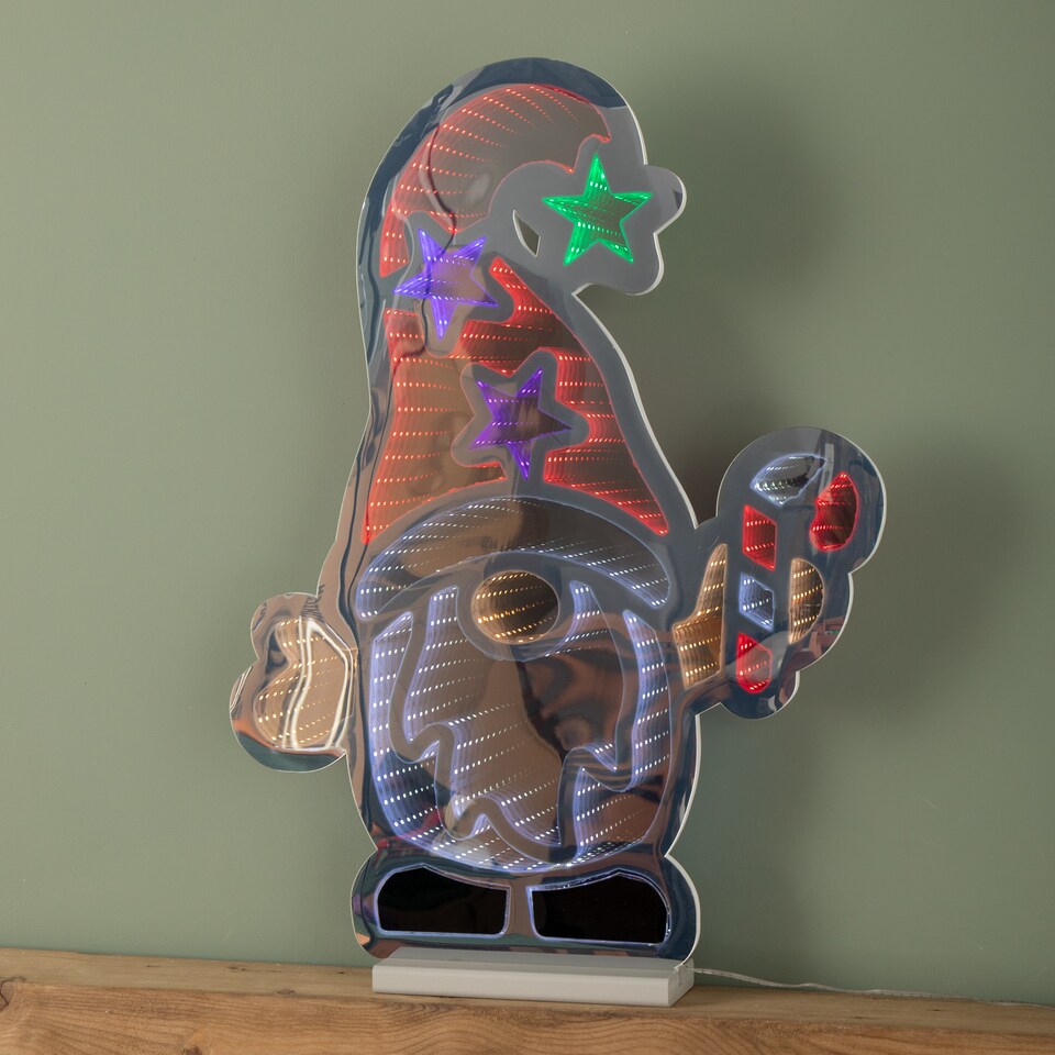 image 1 of 60cm Light up Christmas Gonk with Candy Cane Infinity Decoration with LEDs