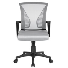 Yaheetech Ergonomic Mesh Office Chair Mid-Back 360° Rolling Casters | Grey
