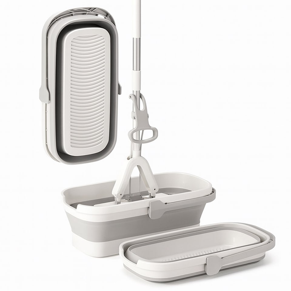 image 1 of Gr8 Home PVA Sponge Mop Space Saving Folding Bucket Super Absorbent Floor Cleaning Set