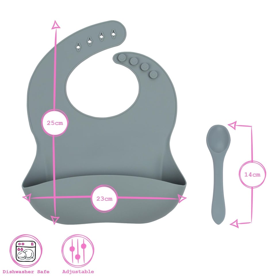 image 1 of Tiny Dining 5pc Baby Silicone Suction Weaning Set - Silver Sage