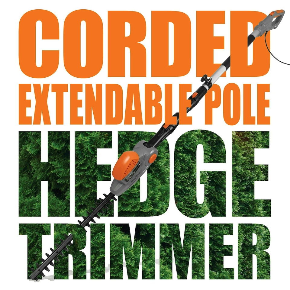 image 1 of Terratek 550W 2.5m Electric Long Reach Hedge Trimmer | Grey | Grey | 1