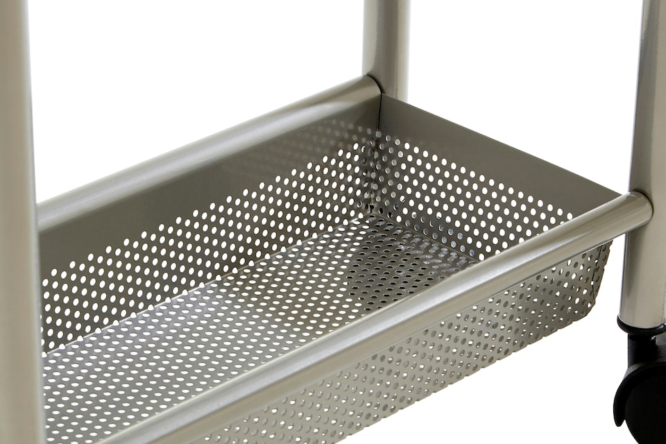 image 1 of Dara 4 Tier Silver Metal Trolley with Basket | Silver
