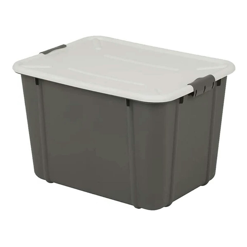 image 1 of 2 x 16 Litre Grey Organic Designed Strong Stackable Spacious Storage Containers With Clip Lock Lids Grey