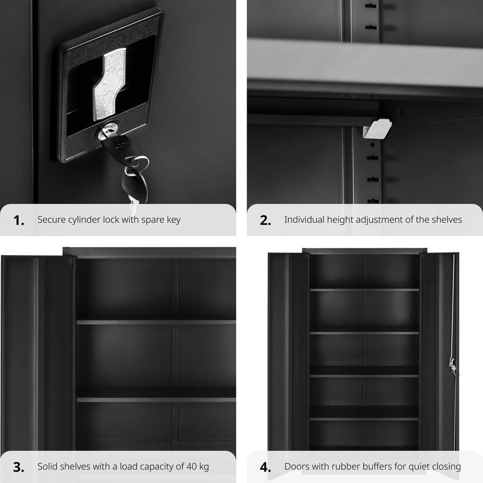 image 1 of Filing Cabinet Blain - 5 height-adjustable shelves, lockable doors Black