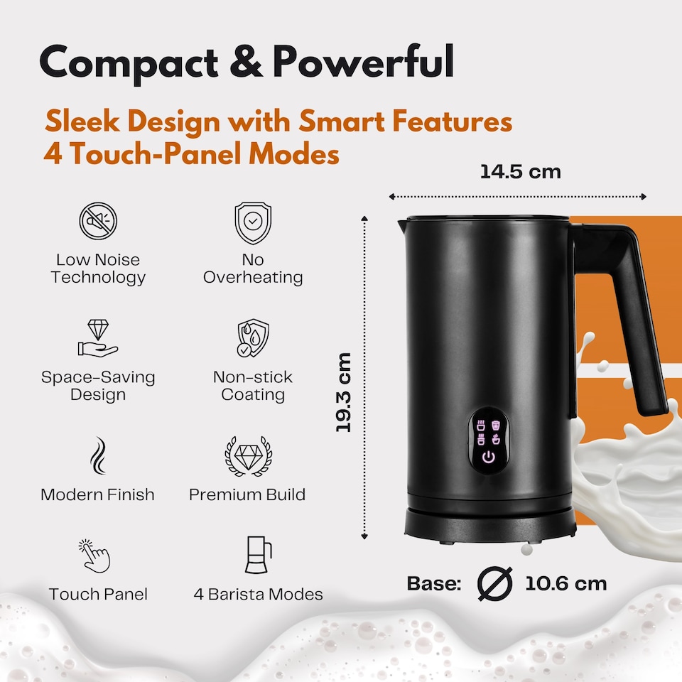 image 1 of Straame Electric Milk Frother – Professional Automatic Foam Maker