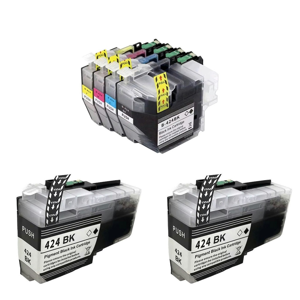 image 1 of Set of 4 & 2x Black Compatible Brother LC424 Ink Cartridges Multi