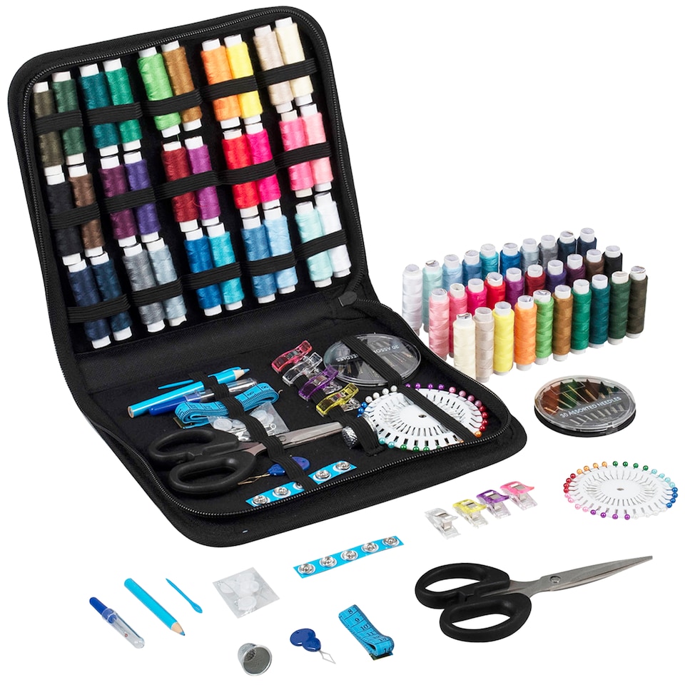 image 1 of Trimits Complete Sewing Kit - 22.5x20x3.5cm, Cotton Zip Case, Threads, Needles, Scissors & Accessories