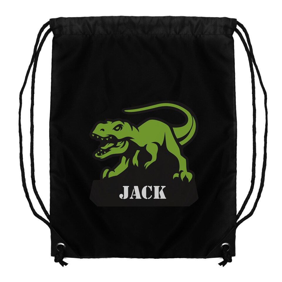 image 1 of Personalised Dinosaur Black Kit Bag Black