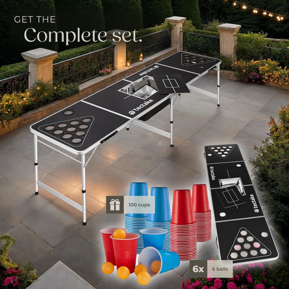 image 1 of Beer Pong Table - height adjustable, foldable, drinks compartment