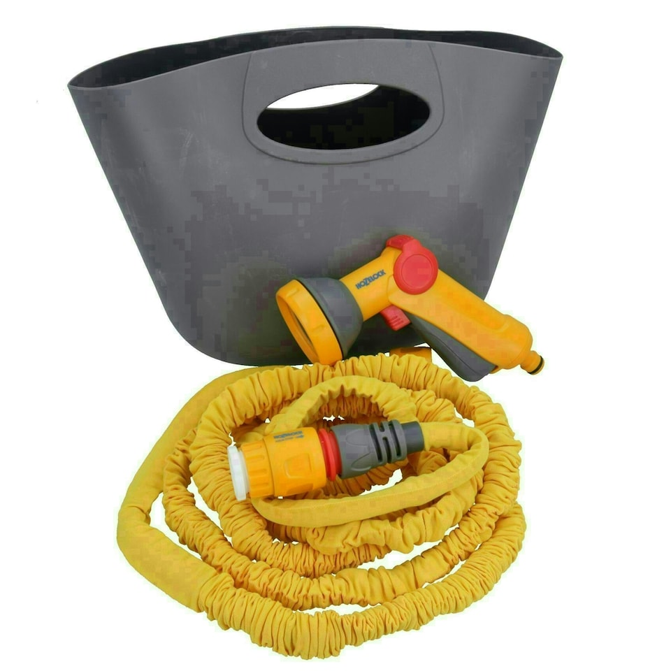 image 1 of 7.5 Metre Hozelock Superhoze Expanding Garden Hose Pipe Kink Free Watering Yellow