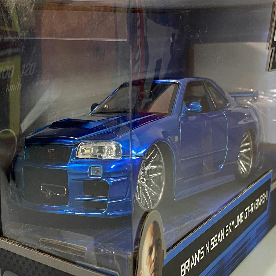 image 1 of Fast and Furious Brians Nissan Skyline GT-R BNR34 1:24 Jada 97173