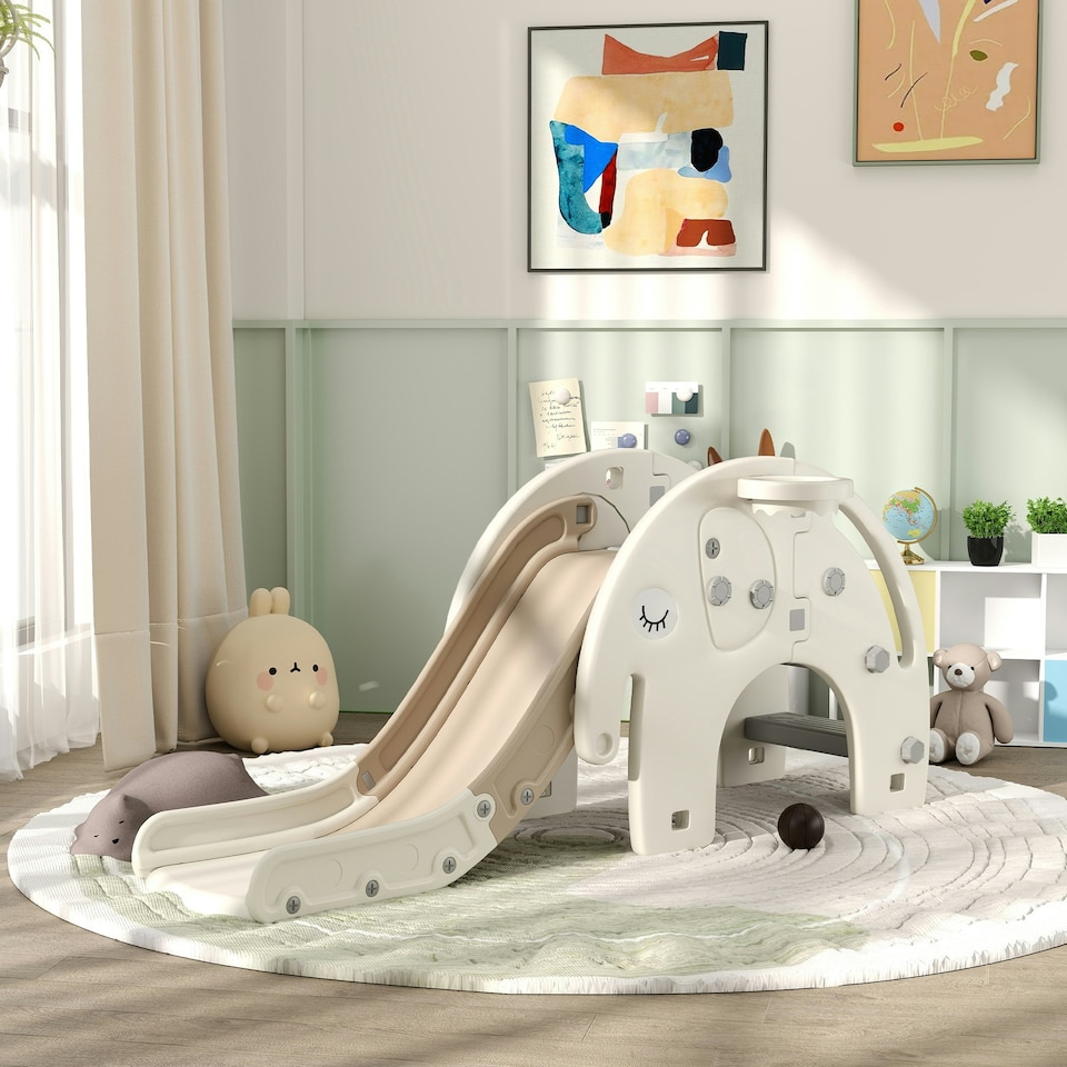 image 1 of AIYAPLAY 3 in 1 Kids Slide for 1-3 Years, Elephant-Themed Indoor Slide