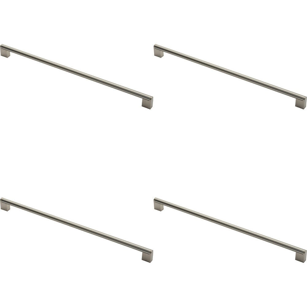 Loops 4x Round Bar Pull Handle 488 x 14mm 448mm Fixing Centres Satin Nickel & Steel in Metallics