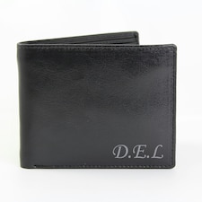 Personalised Script Font Leather Wallet Black