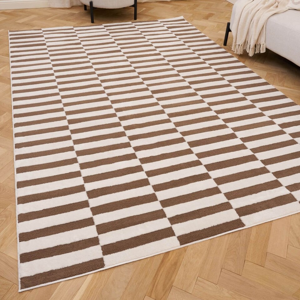 image 1 of The Rugs Loft Collection Striped Living Room Area Floor Rug and Runners Soft Pile