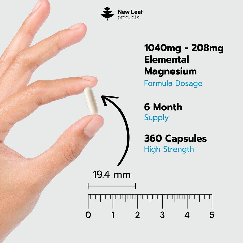 image 1 of New Leaf Magnesium Glycinate High Strength Capsules 1040mg - 360 Vegan Capsules