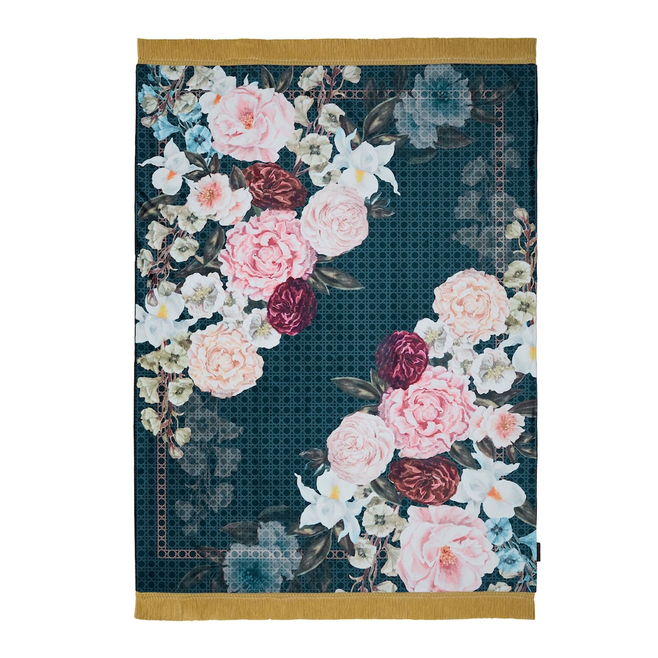 image 1 of Laurence Llewelyn-Bowen Bouquet List Throw Blue