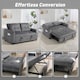 image 3 of HOMCOM 2 Seater Sofa Bed, Click Clack Pull Out Bed Settee, Charcoal Grey | Grey