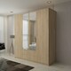 image 2 of Modern Space-Saving 4-Door Hinged Wardrobe with Central Mirrored Doors - 8 Shelves & 2 Drawers, 171cm Wide