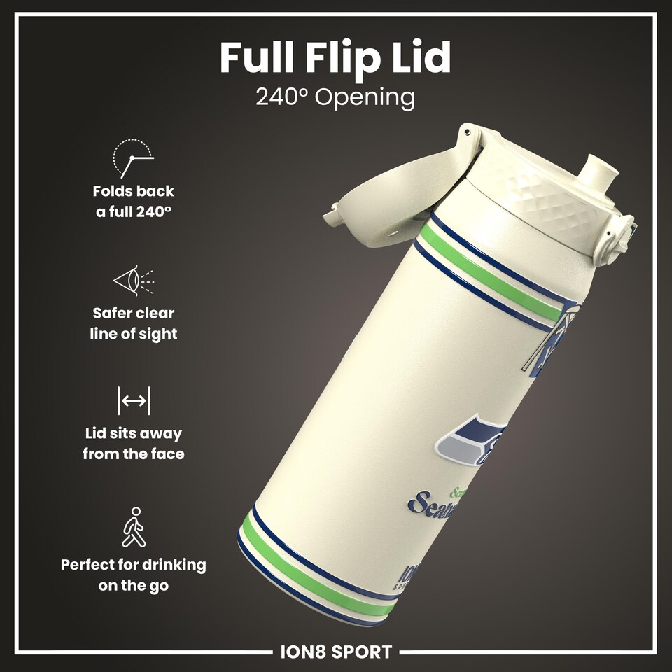 image 1 of NFL x Sports, Vacuum Insulated Steel Bottle, Series, 750ml (24oz) | Cream | NFL Throwback Seahawks | One Size