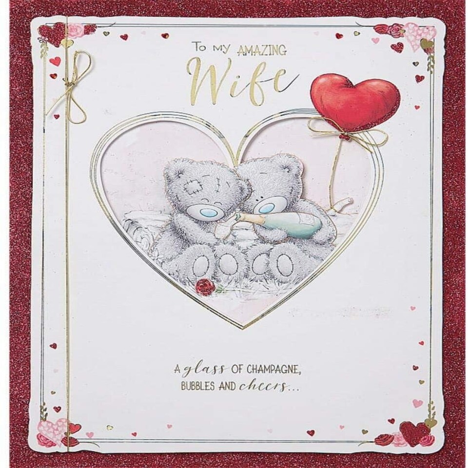 image 1 of Me To You Bear Beautiful Wife Handmade Valentine's Day Boxed Card