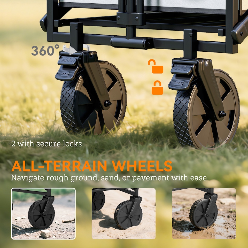 image 1 of Outsunny Folding Outdoor Storage Trolley Cart Bag Telescopic Handle Brakes Grey