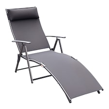 Outsunny Sun Lounger Recliner w/ Pillow Foldable 7 Levels Textilene Grey | Grey