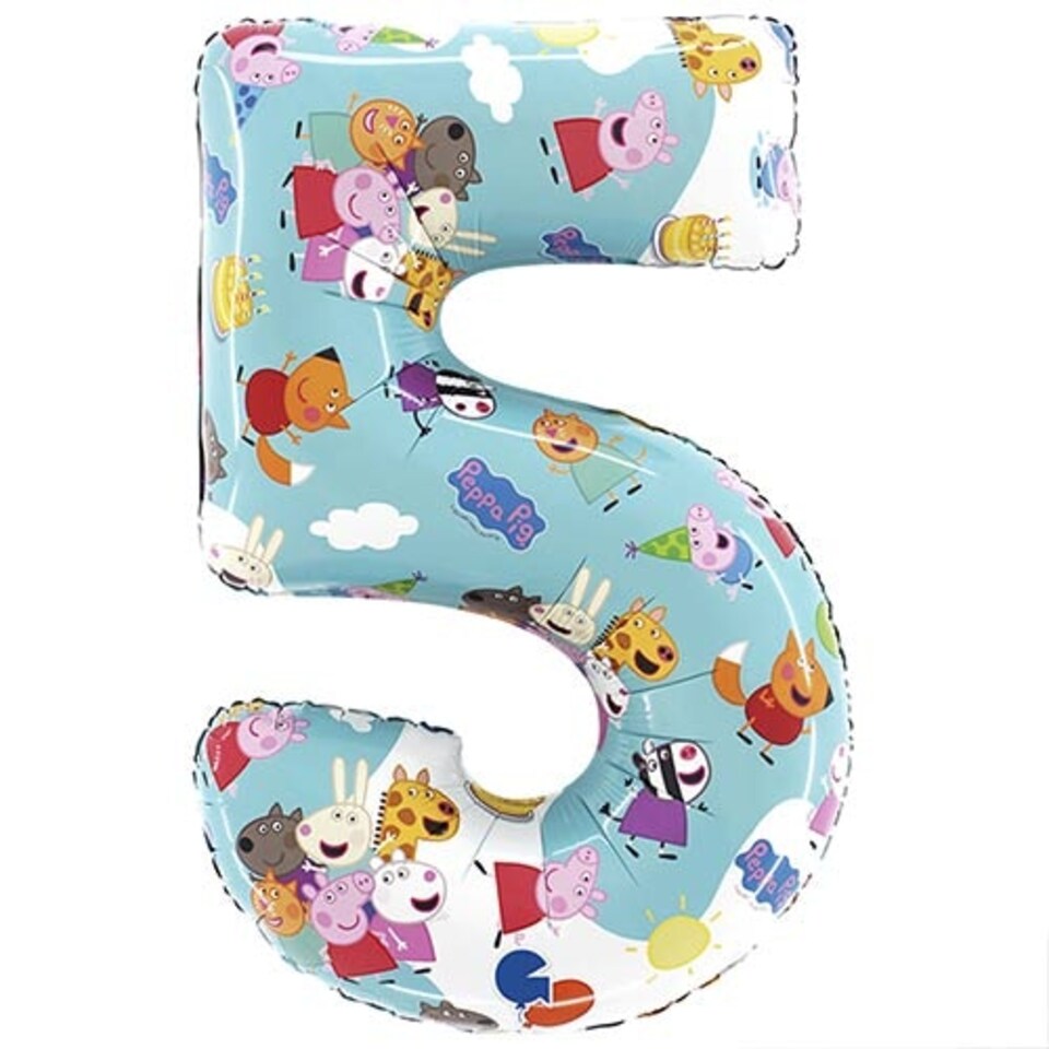 image 1 of Peppa Pig Number 5 Giant Foil Helium Balloon 66cm / 26 in