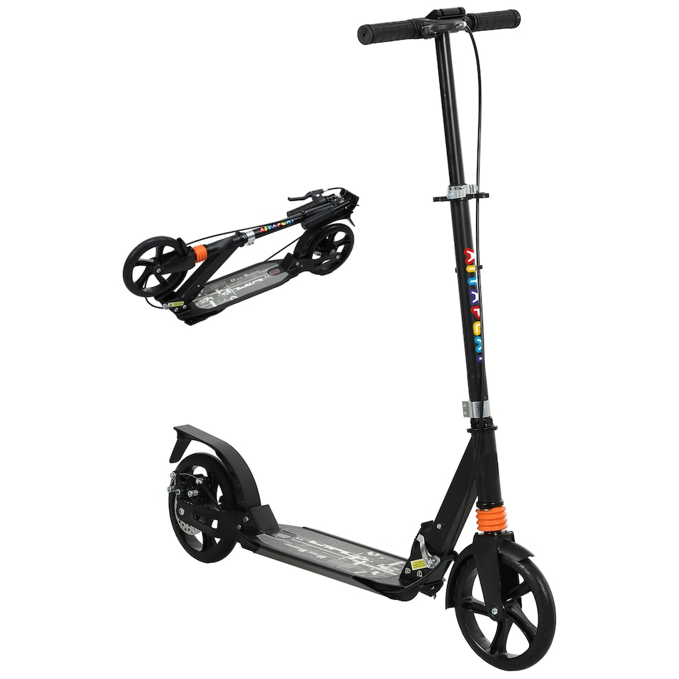 image 1 of AIYAPLAY Kids Scooter, Foldable Kick Scooter w/ Adjustable Handlebar, Black