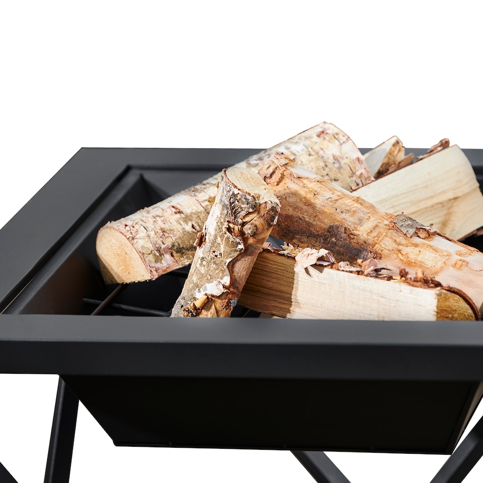 image 1 of Teamson 60cm Wood Burning Fire Pit with Spark Screen & Fire Poker