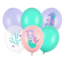 Mermaid Latex Balloons 30cm / 12 in - Pack of 6