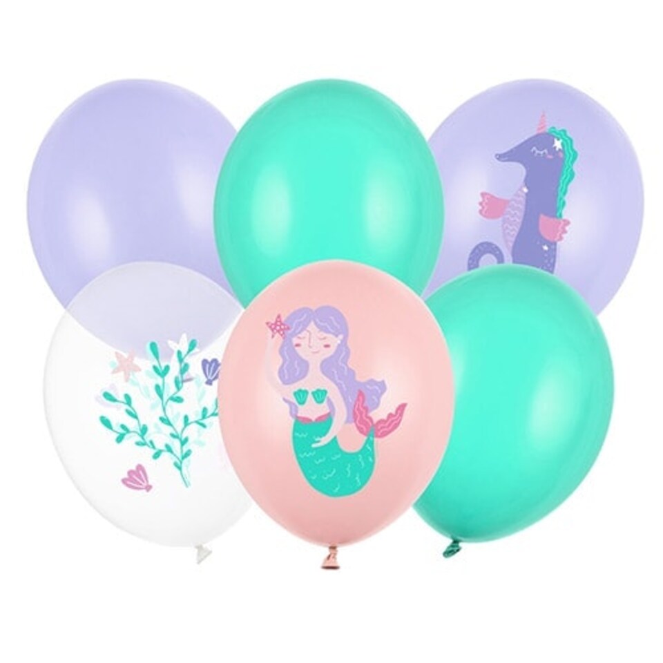 Mermaid Latex Balloons 30cm / 12 in - Pack of 6