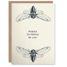 Cicada Insect Bug Vintage Style Drawing Birthday Card