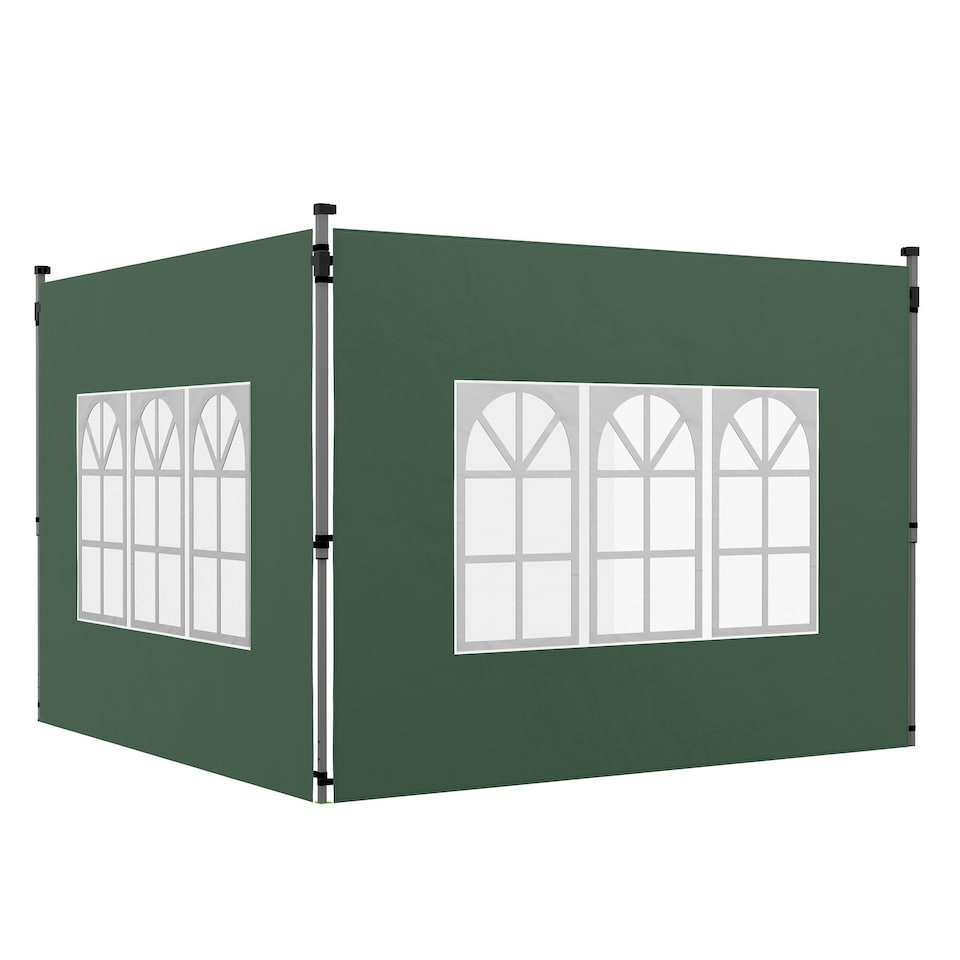 image 1 of Outsunny Gazebo Side Panels for 3x3(m) or 3x4m Pop Up Gazebo, 2 Pack, Black