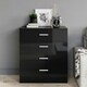 image 2 of Modern 4-Drawer Chest of Drawers High Gloss Finish In Black Black