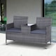 image 6 of Outsunny Rattan Chair Garden Furniture Patio Companion Love Seat Table Grey 