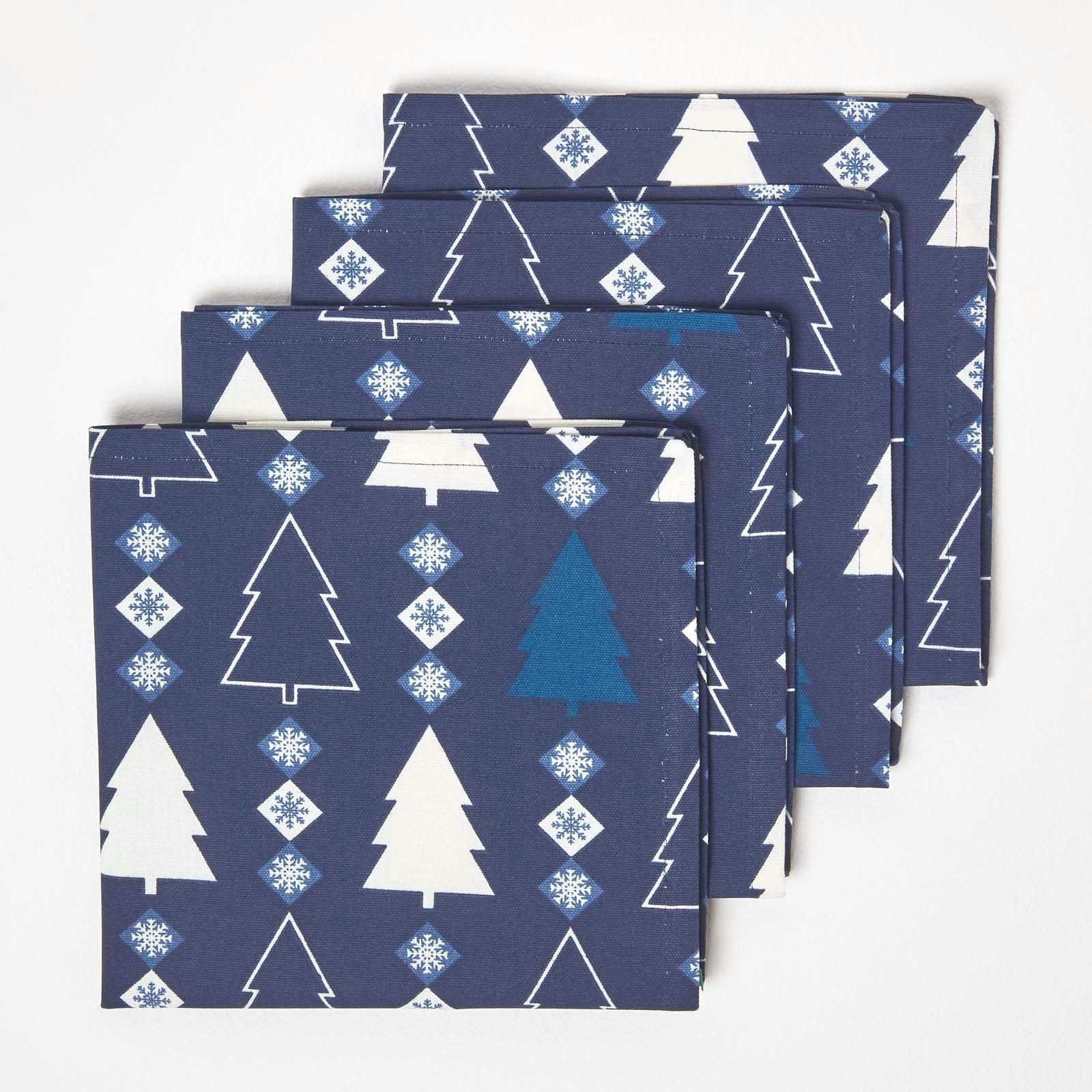 Homescapes Blue Winterland Christmas Napkins - Set of 4 Blue One Size 1