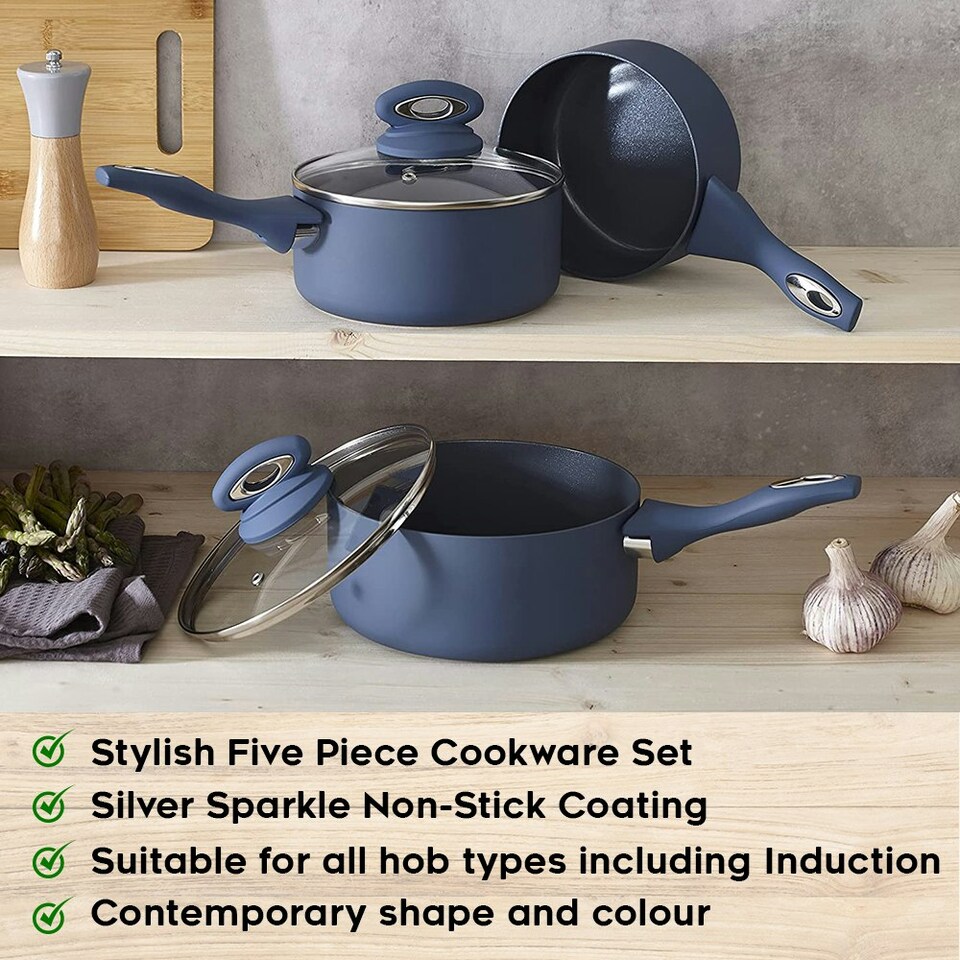 image 1 of Cermalon Blue 5 Piece Non Stick Cookware Set