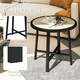 image 4 of Outsunny 50.5cm Round Garden Table with SPC Tabletop Brown | Natural wood finish