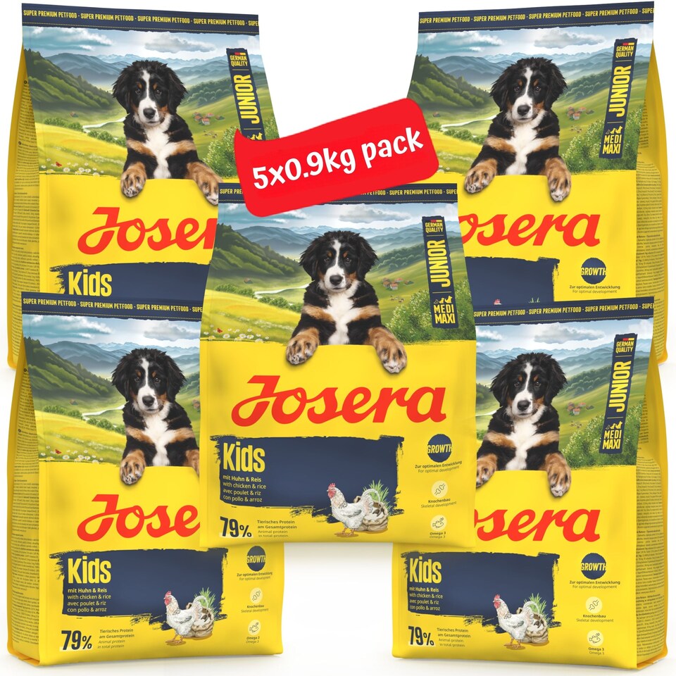 image 1 of Josera Junior Kids complete puppy food | Gluten-free | Medium & large breeds | Lots of meat | Optimal development | Omega 3 from Salmon Oil | 5x0.9kg