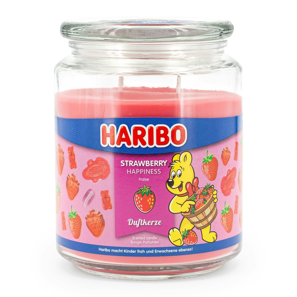 Haribo Scented Candle Strawberry Happiness - 510g Pink