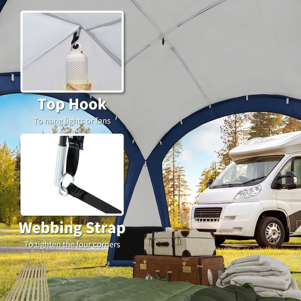 image 1 of Outsunny Dome Tent for 6-8 Person Camping Tent w/ Zipped Mesh Doors Lamp Hook