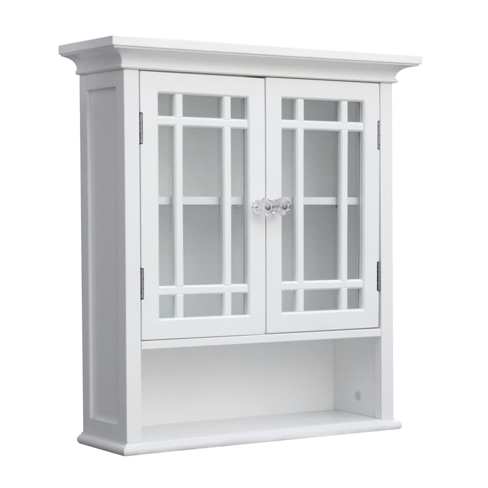 image 1 of Teamson Home Wooden Bathroom Wall Cabinet 2 Doors Neal White