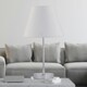 image 3 of Set of 2 Chrome Stick Table Lamps with Ivory Off White Fabric Shades Chrome | Red